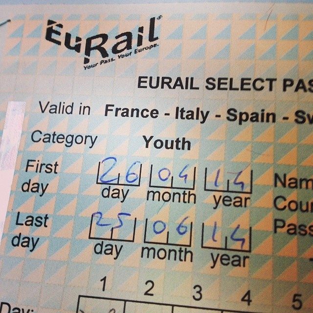 Passe Eurail de 2014 — França, Itália, Espanha